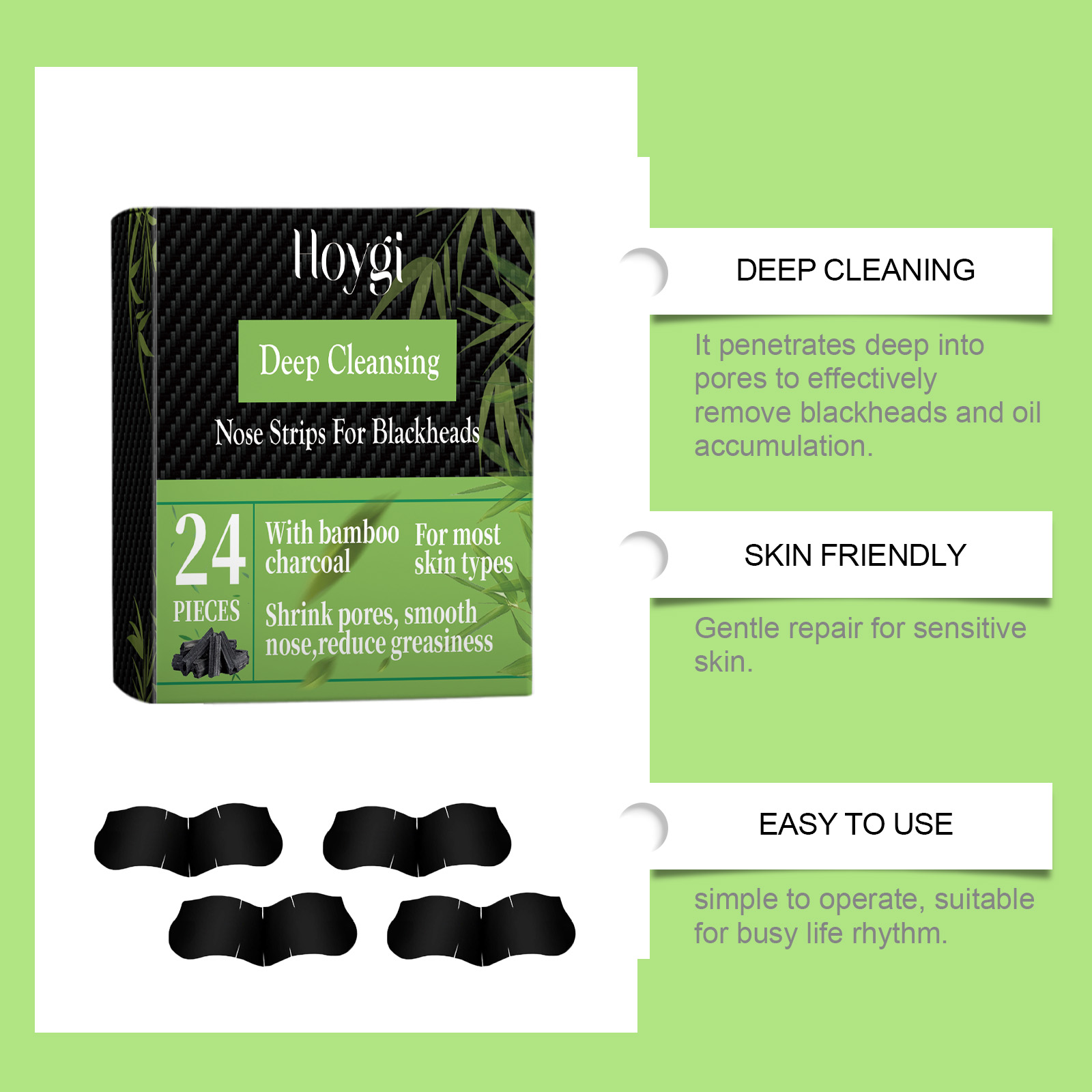 Bamboo Charcoal Nose Strips fo - огляд і ціна Charcoal Pore Strip